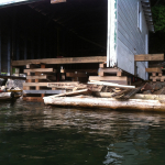 A dock with many wooden planks on it